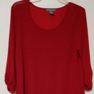 Kate & Mallory Scarlet layered-look knit w/ Tulip back & Satin trim SZ L